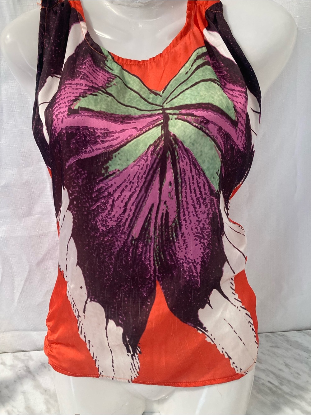 Suzy Shier Orange Butterfly Graphic Tank Top M Y2K